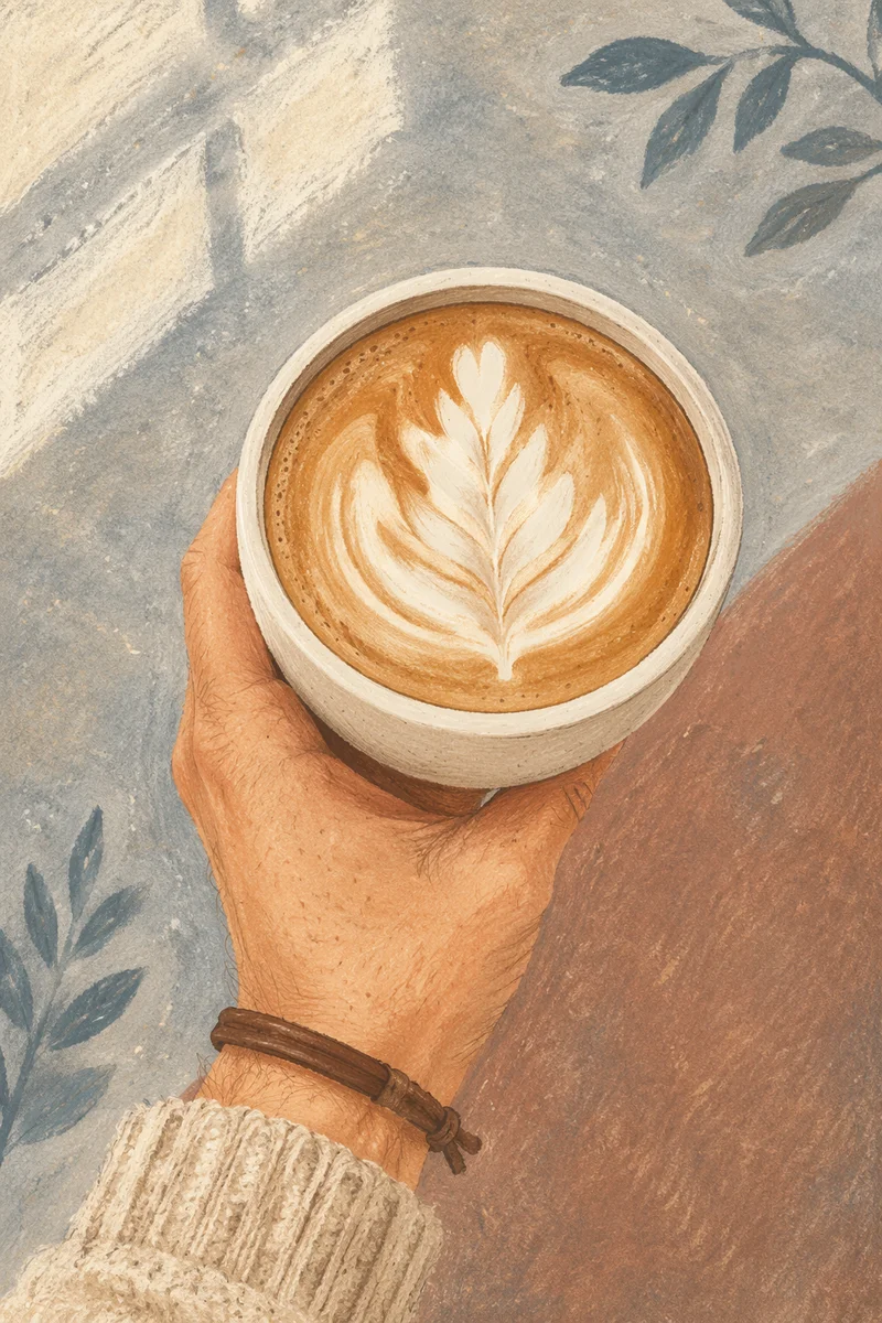 Morning Latte Cup with Leaf Art