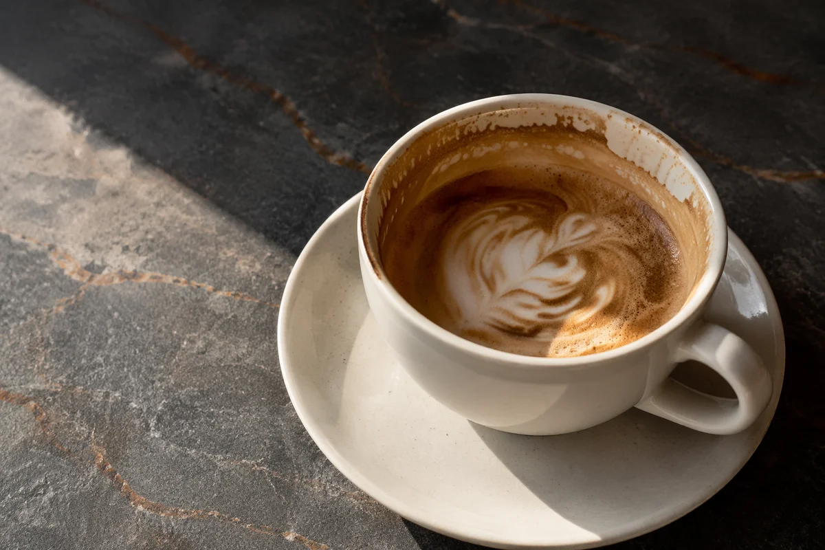 Morning Latte Art on Cafe Table
