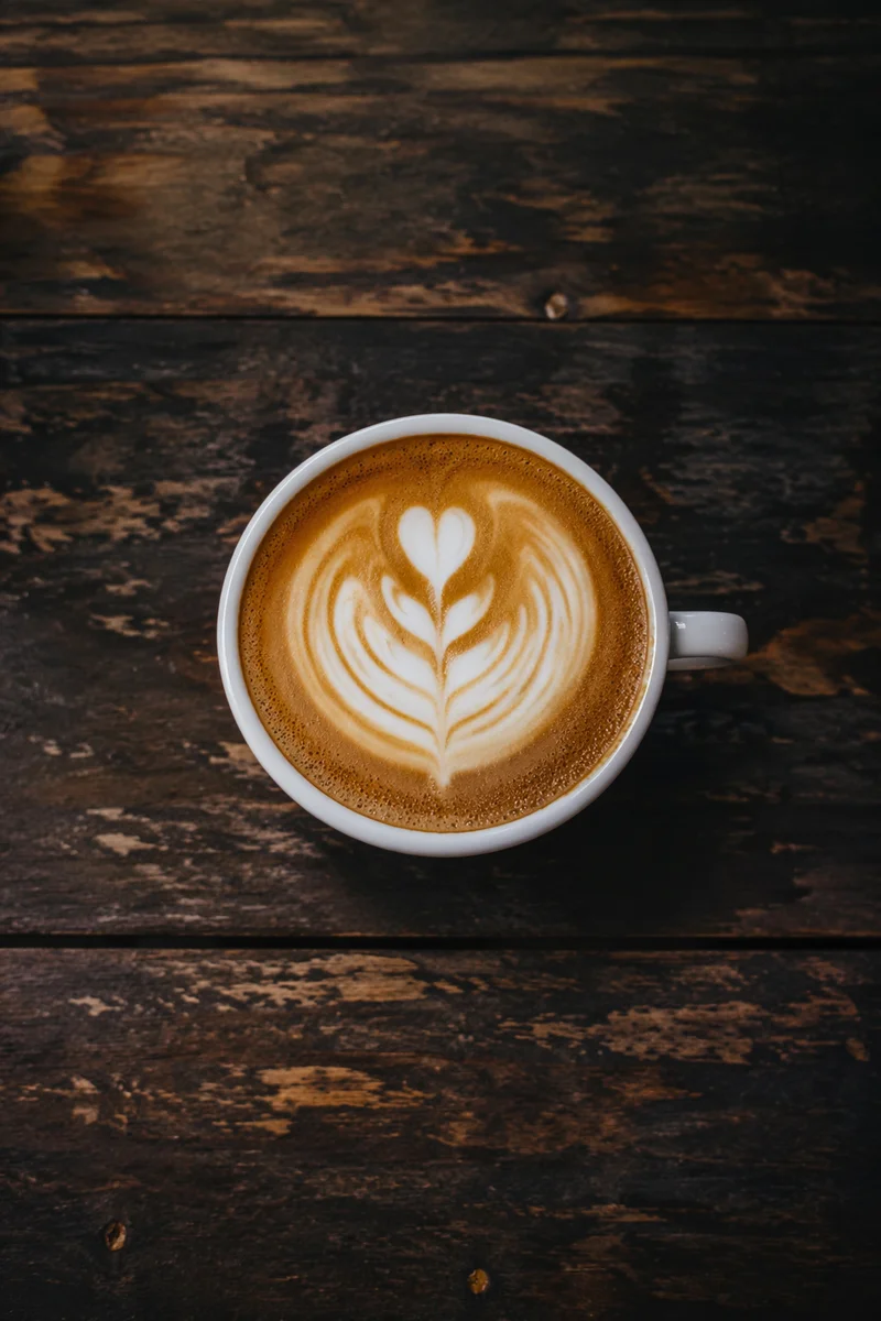 Morning Cappuccino with Heart Leaf Latte Art