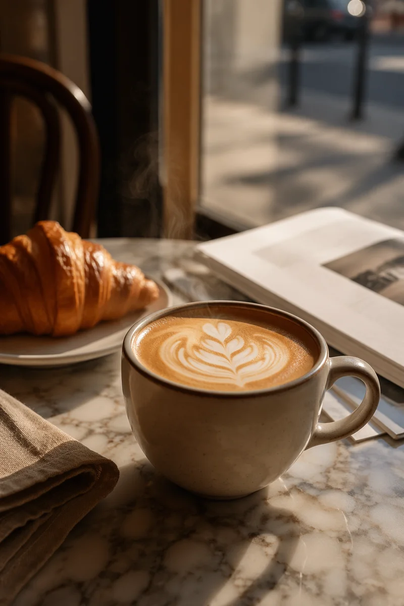 Morning Latte Art in Quiet Cafe