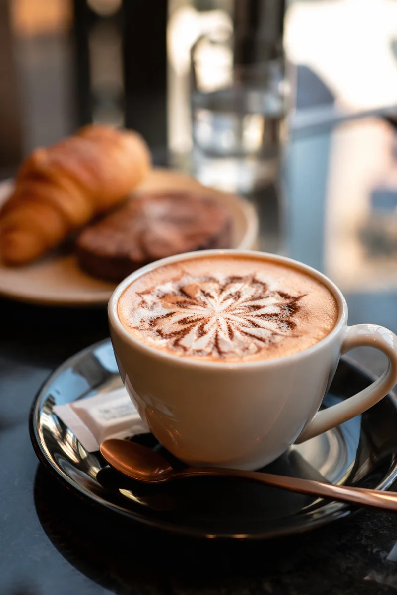 Cozy Morning Cappuccino with Floral Latte Art