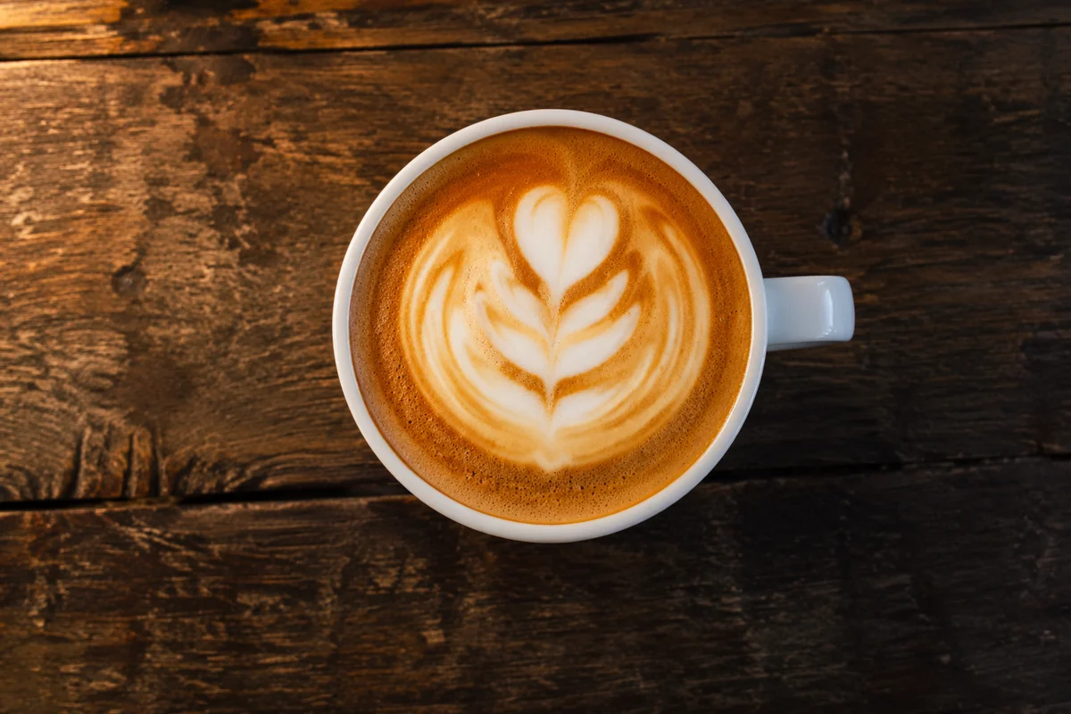 Morning Cappuccino with Leaf Heart Latte Art