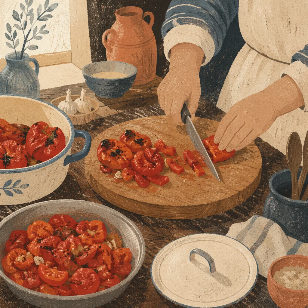 Rustic Hands Preparing Vegetables for Shared Meal