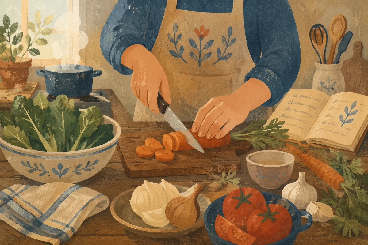 Hands Preparing Vegetables With Grateful Care