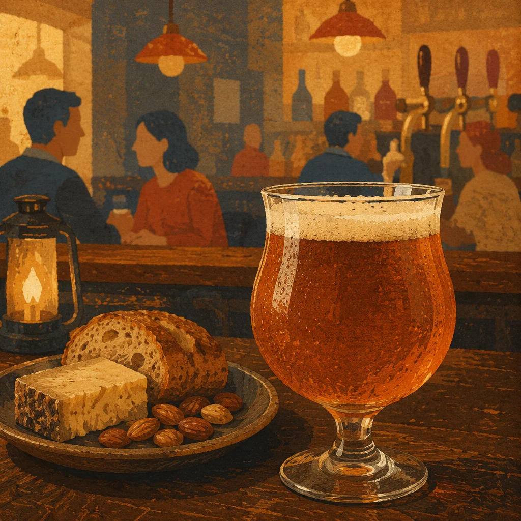 Amber Craft Beer With Rustic Pub Pairing