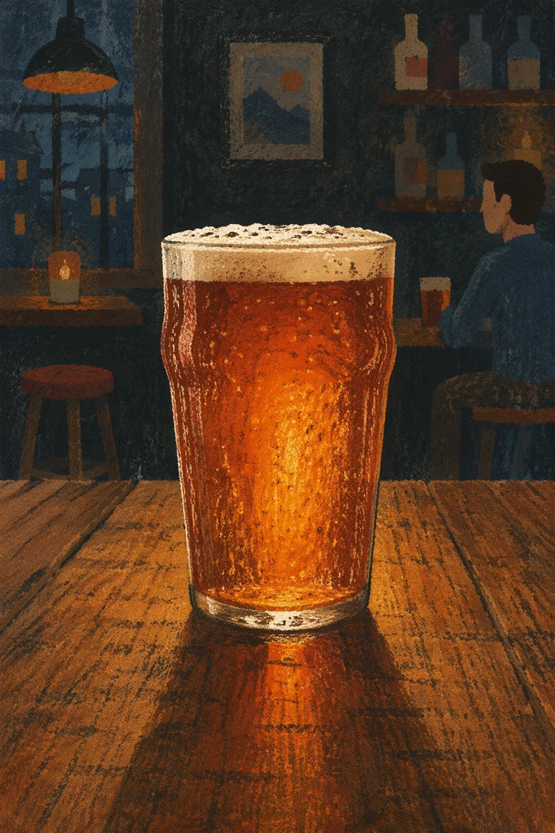 Glowing Amber Craft Beer in Pub