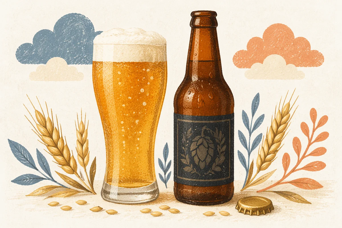 Amber Craft Beer Glass with Barley