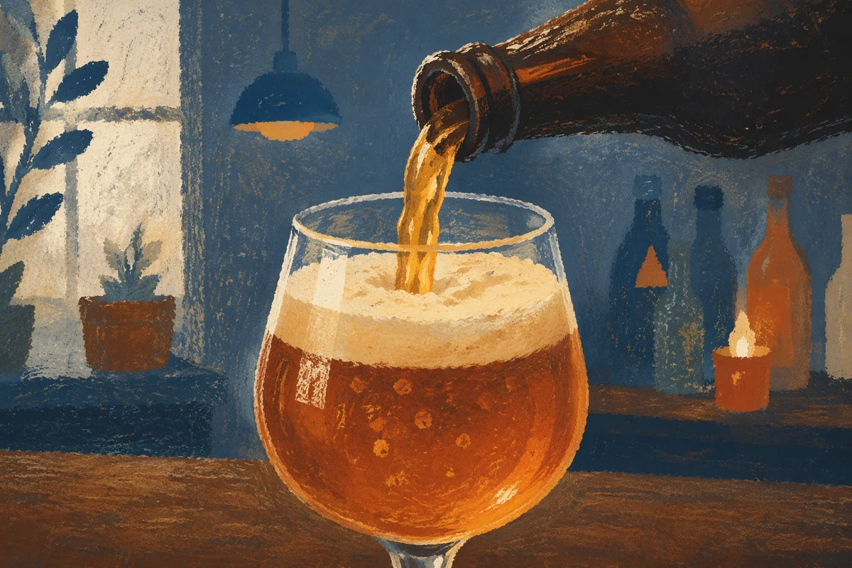 Amber Craft Beer Pour in Pub