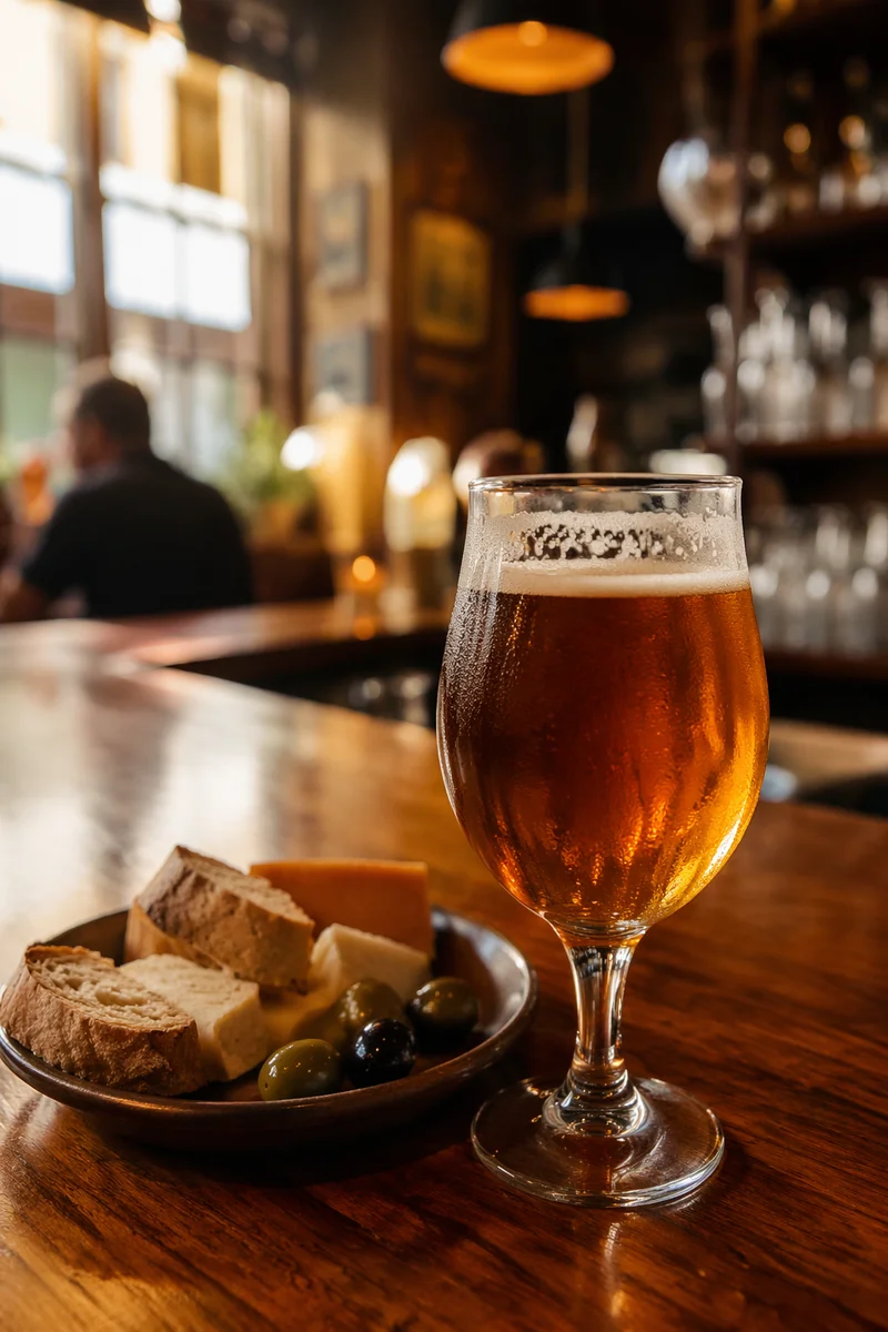 Amber Craft Beer with Rustic Pub Pairing