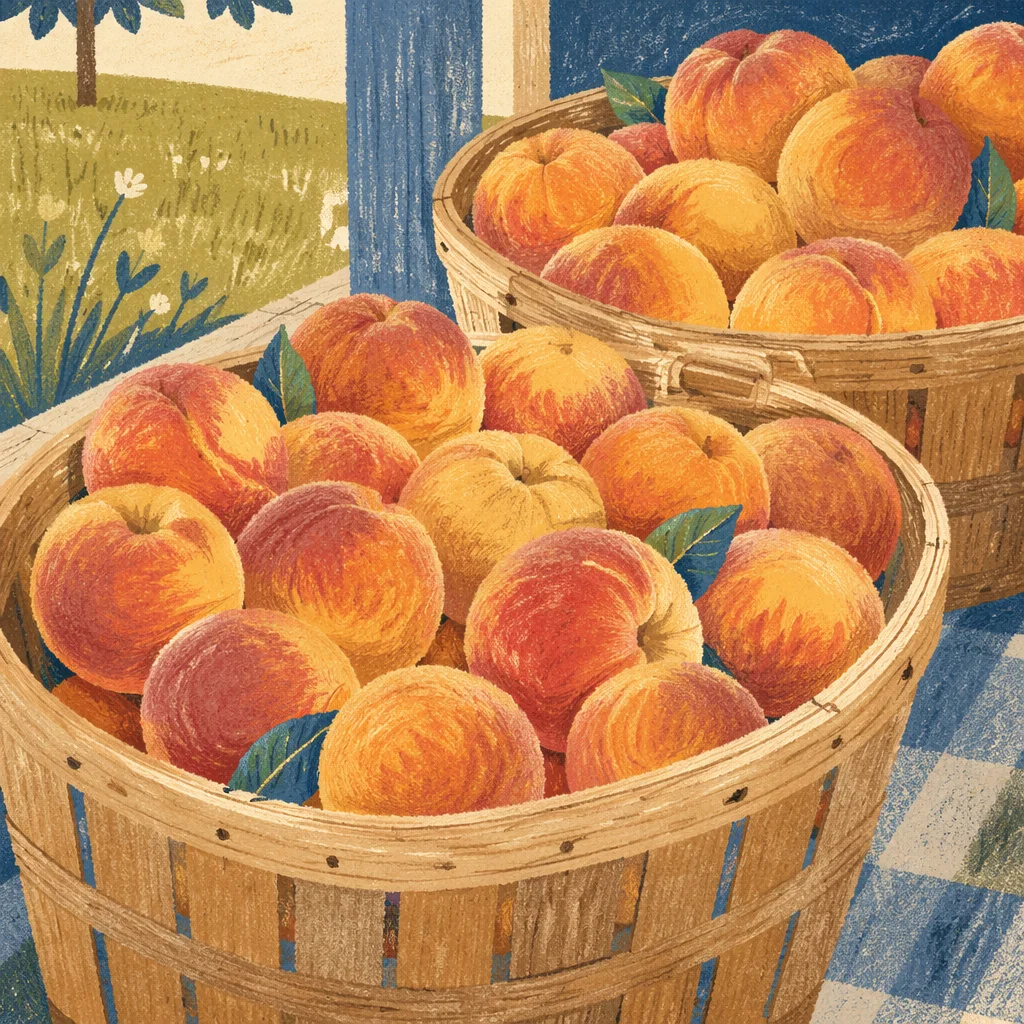Fresh Organic Peaches at Farmers Market