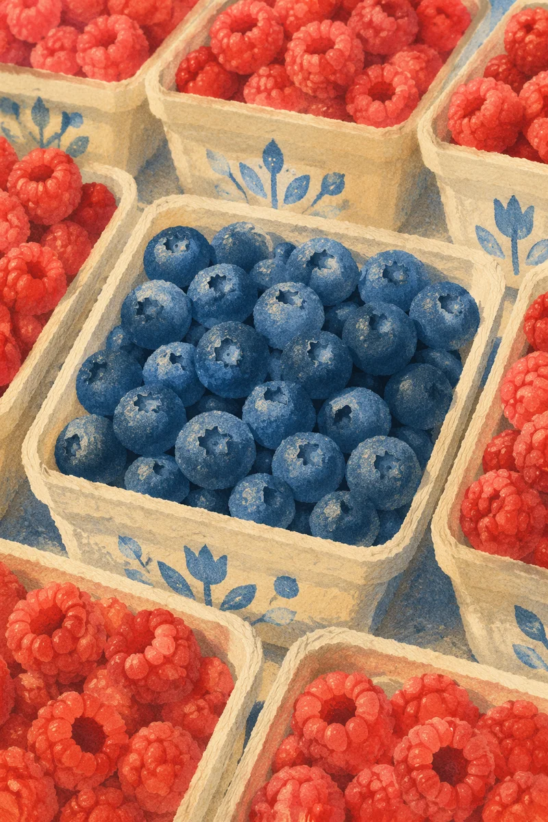 Fresh Organic Berries at Farmers Market