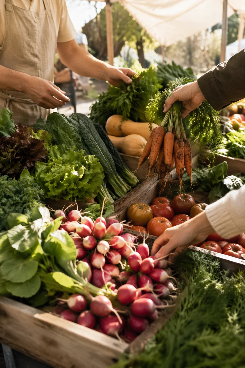 Fresh Organic Produce at Farmers Market