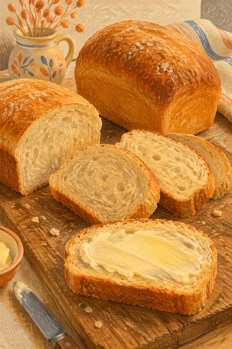 Fresh Rustic Bread Loaf with Butter