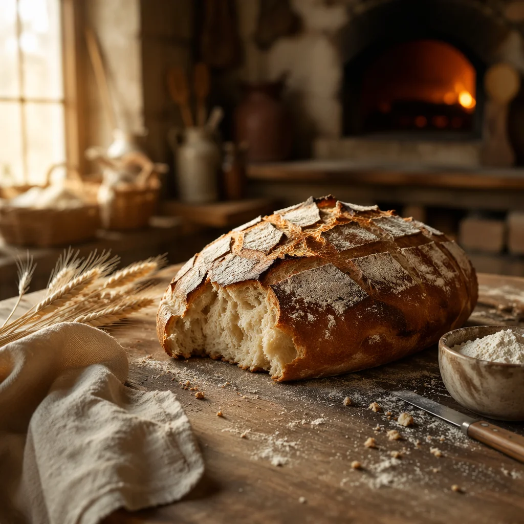 Rustic Artisan Bread Loaf at Sunrise