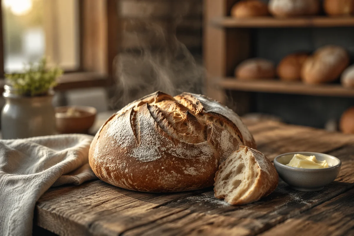 Rustic Fresh Bread Loaf at Sunrise