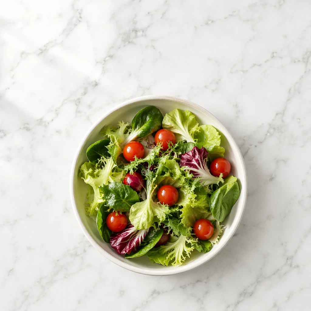 Fresh Healthy Salad Bowl Overhead View