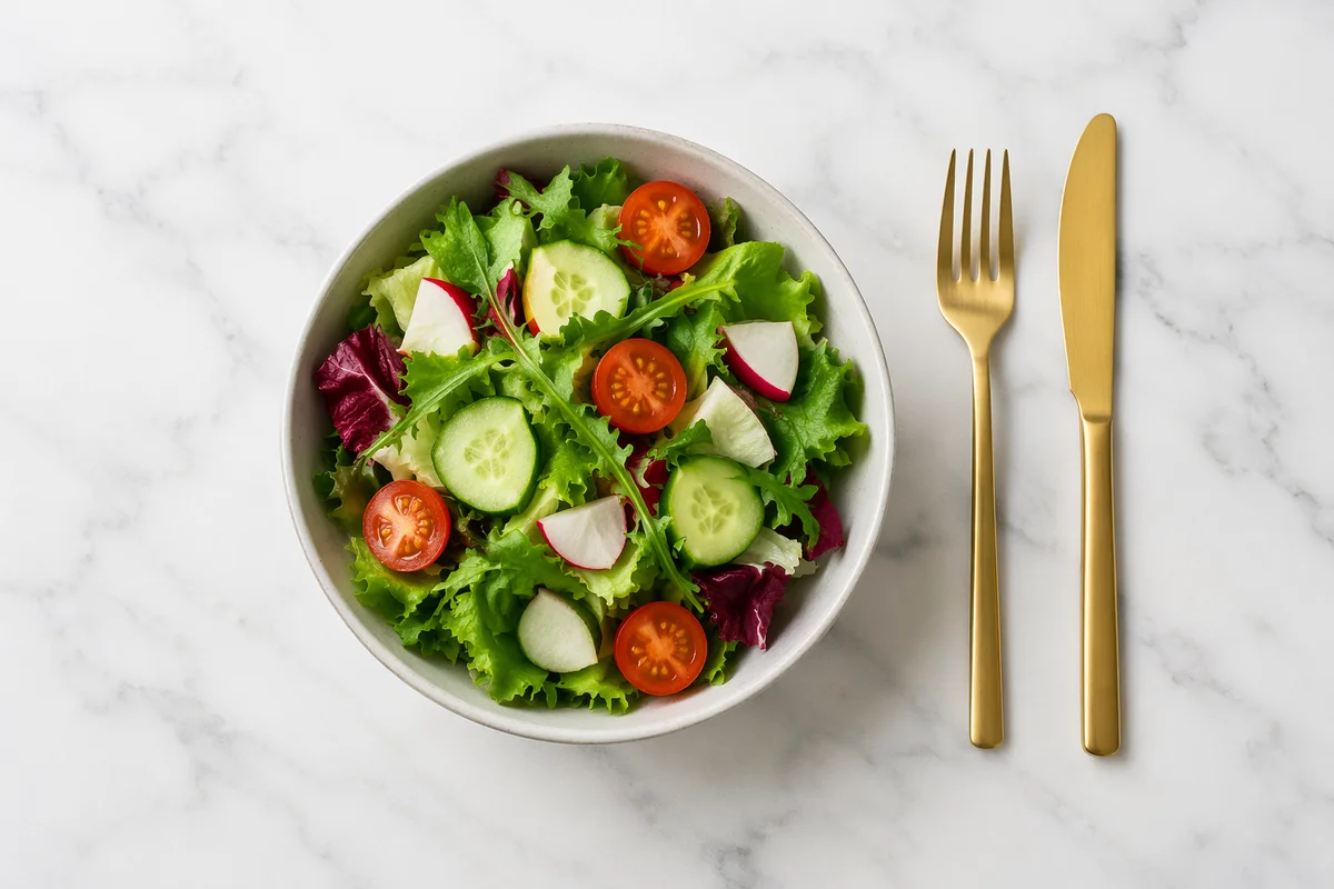 Fresh Healthy Salad Bowl Overhead Scene