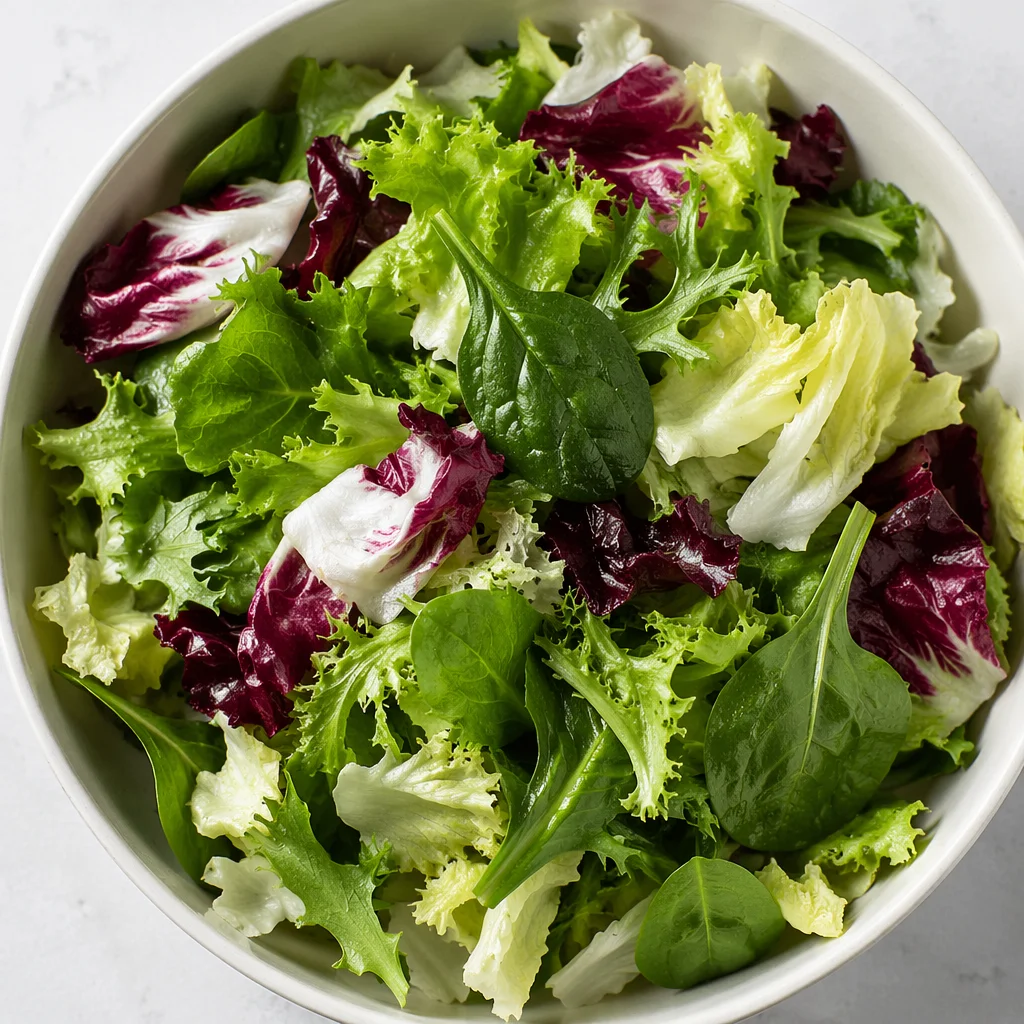 Fresh Mixed Green Salad Overhead View