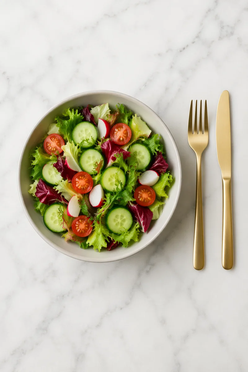 Fresh Healthy Salad Bowl Overhead Scene