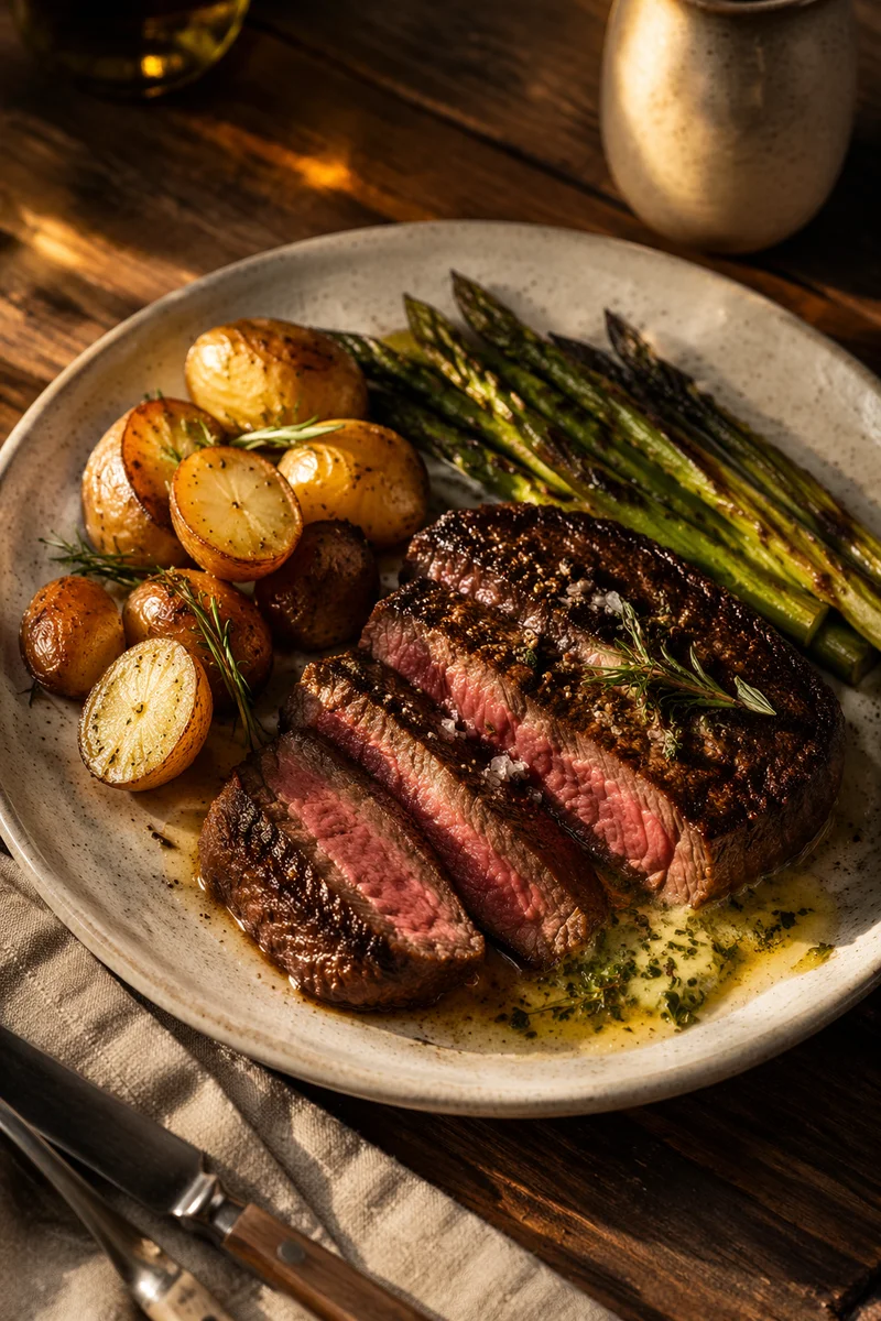 Rustic Grilled Steak Dinner with Herbs