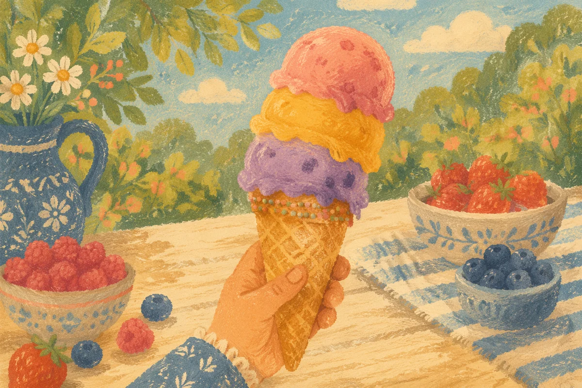 Colorful Summer Ice Cream Cone Close-Up