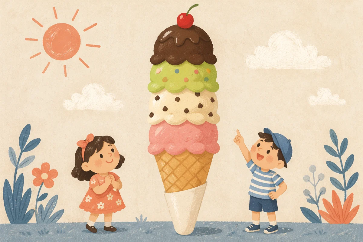 Colorful Summer Ice Cream Waffle Cone