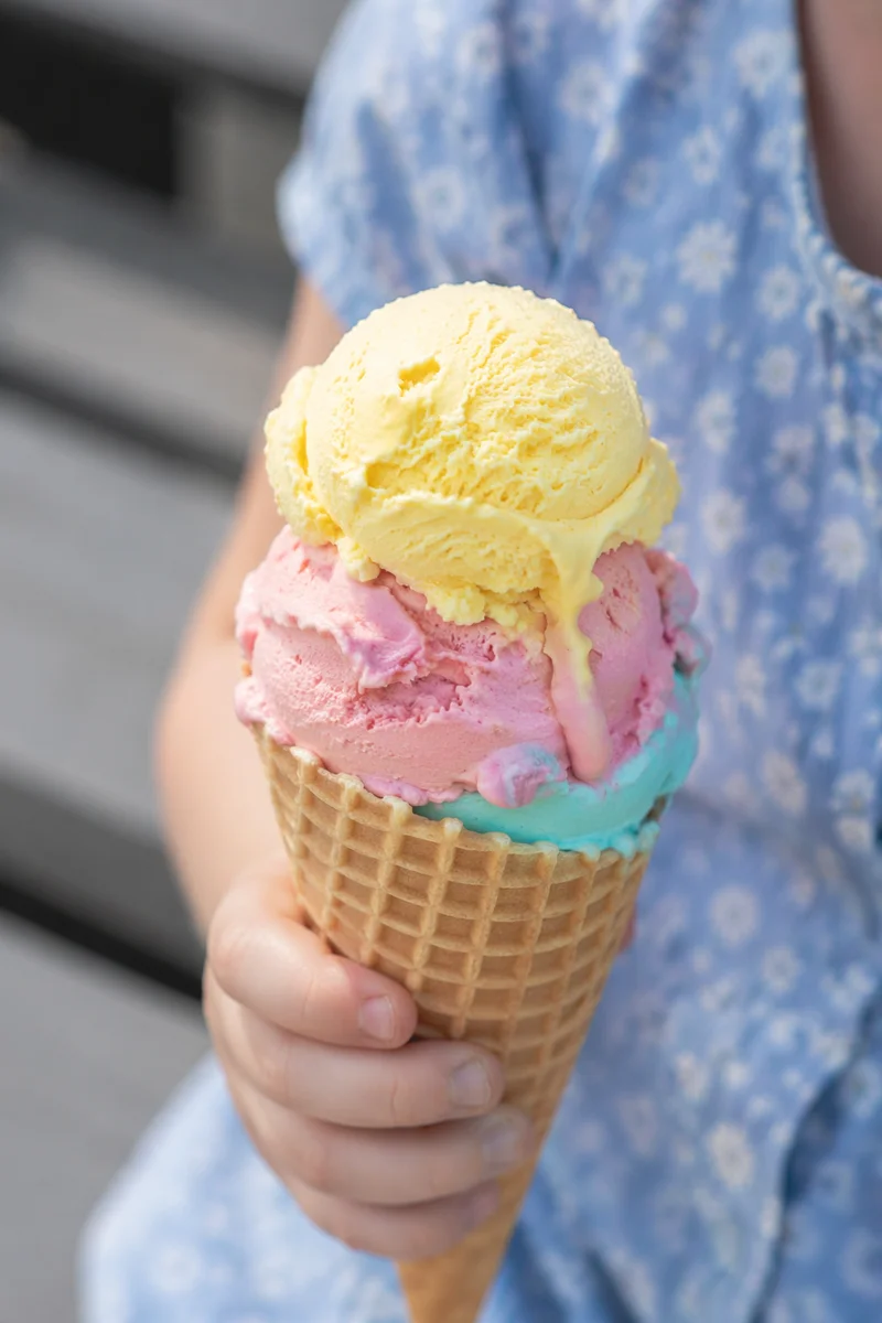 Colorful Summer Ice Cream Cone Close-Up