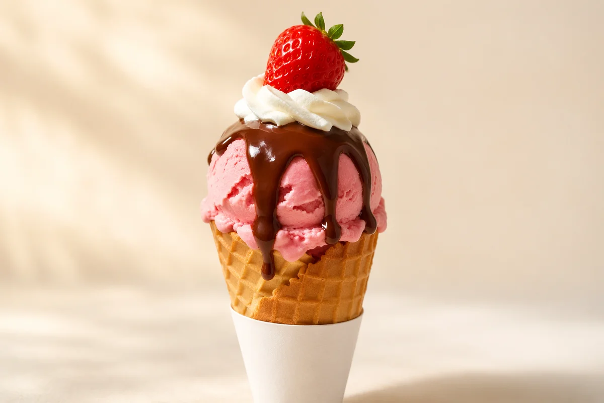Colorful Summer Ice Cream Cone Dessert