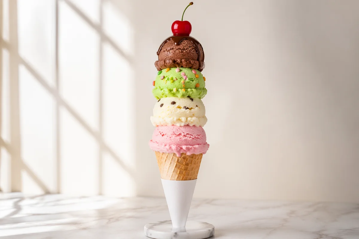 Colorful Summer Ice Cream Waffle Cone