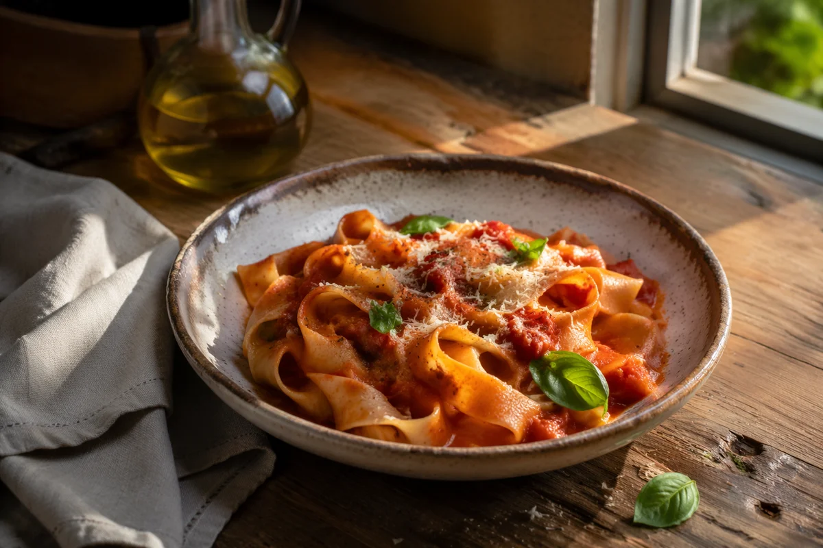 Rustic Italian Pasta with Tomato and Basil