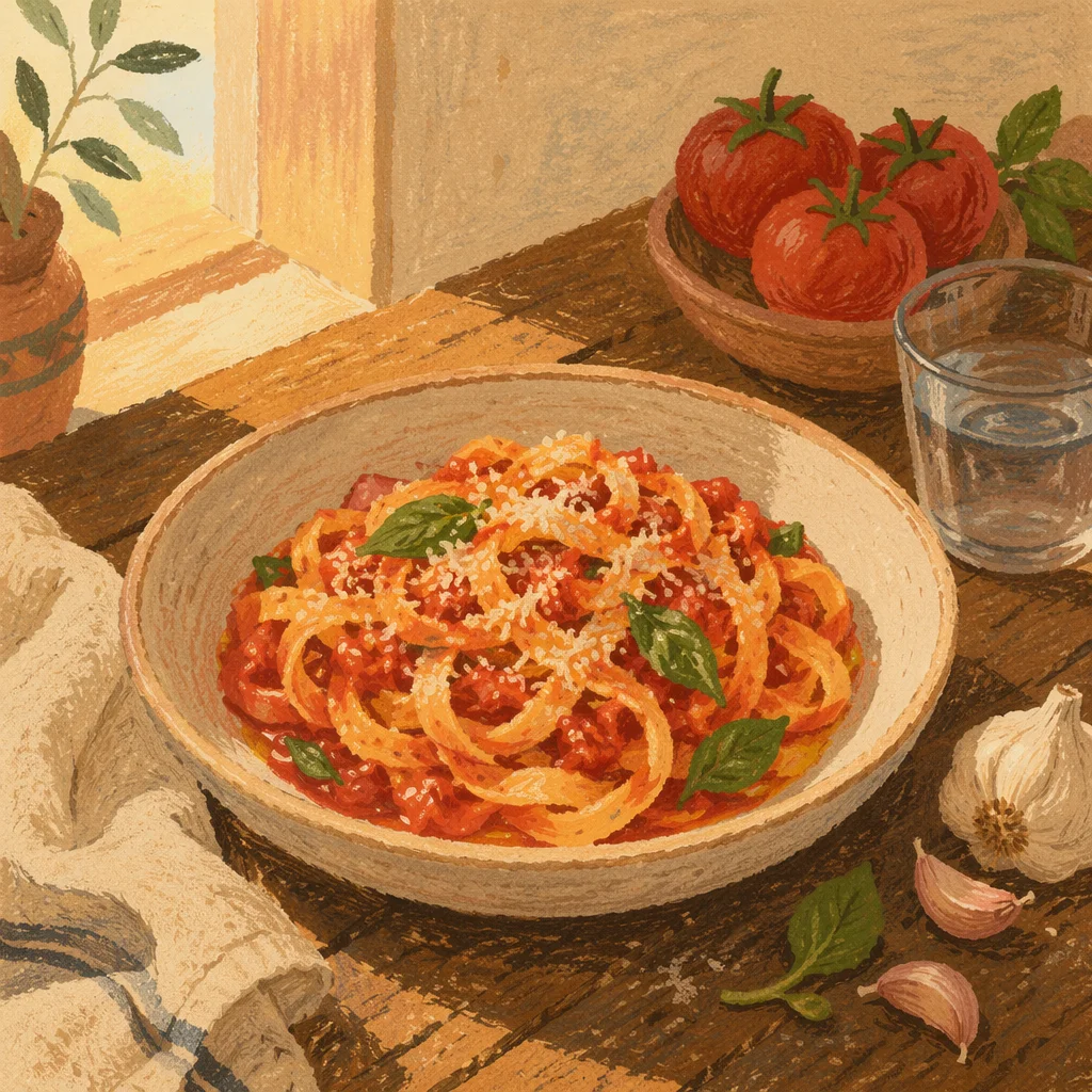 Rustic Italian Pasta With Tomato and Basil