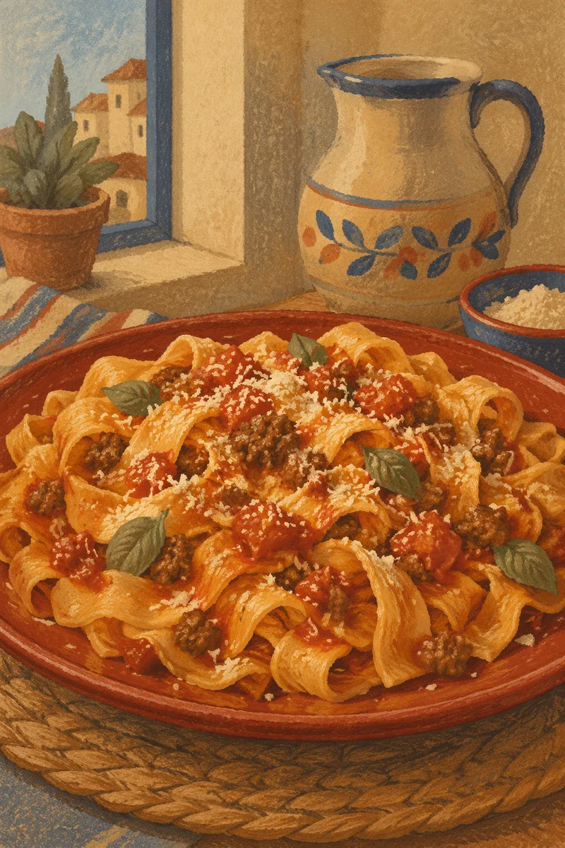 Rustic Italian Pasta With Tomato Basil Sauce