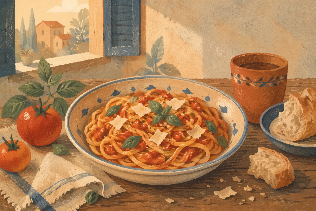 Rustic Italian Pasta with Tomato Basil