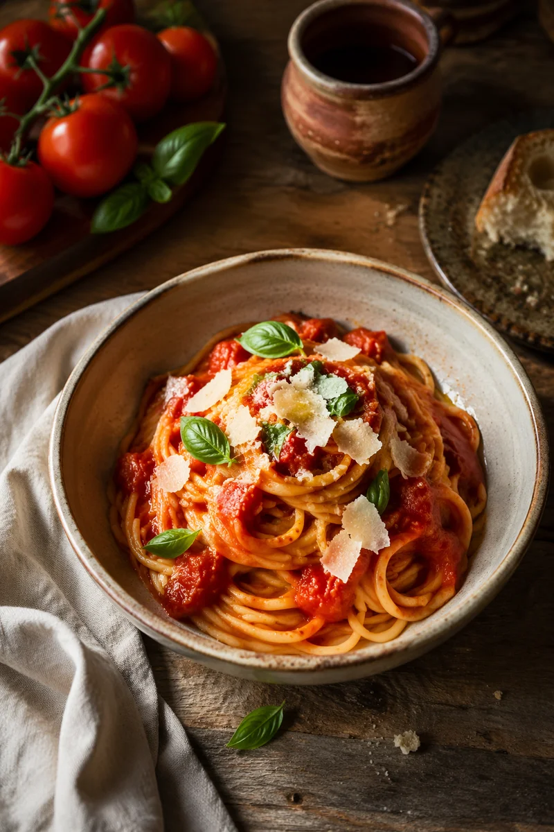 Rustic Italian Pasta with Tomato Basil