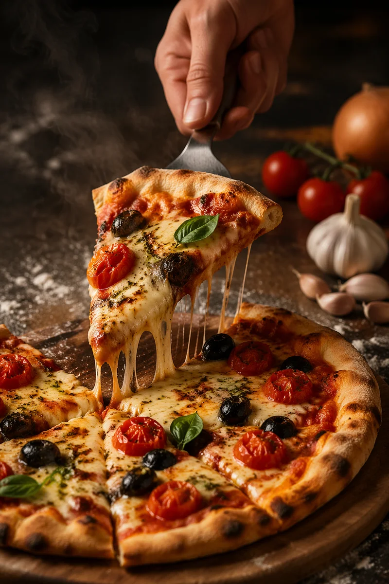 Fresh Oven Pizza with Melting Cheese