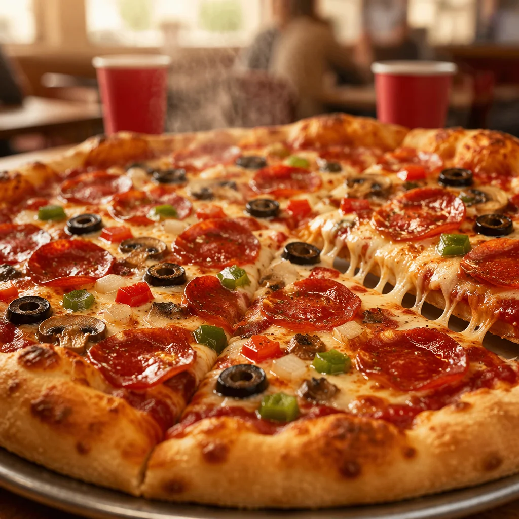 Fresh Pepperoni Pizza with Bubbling Cheese