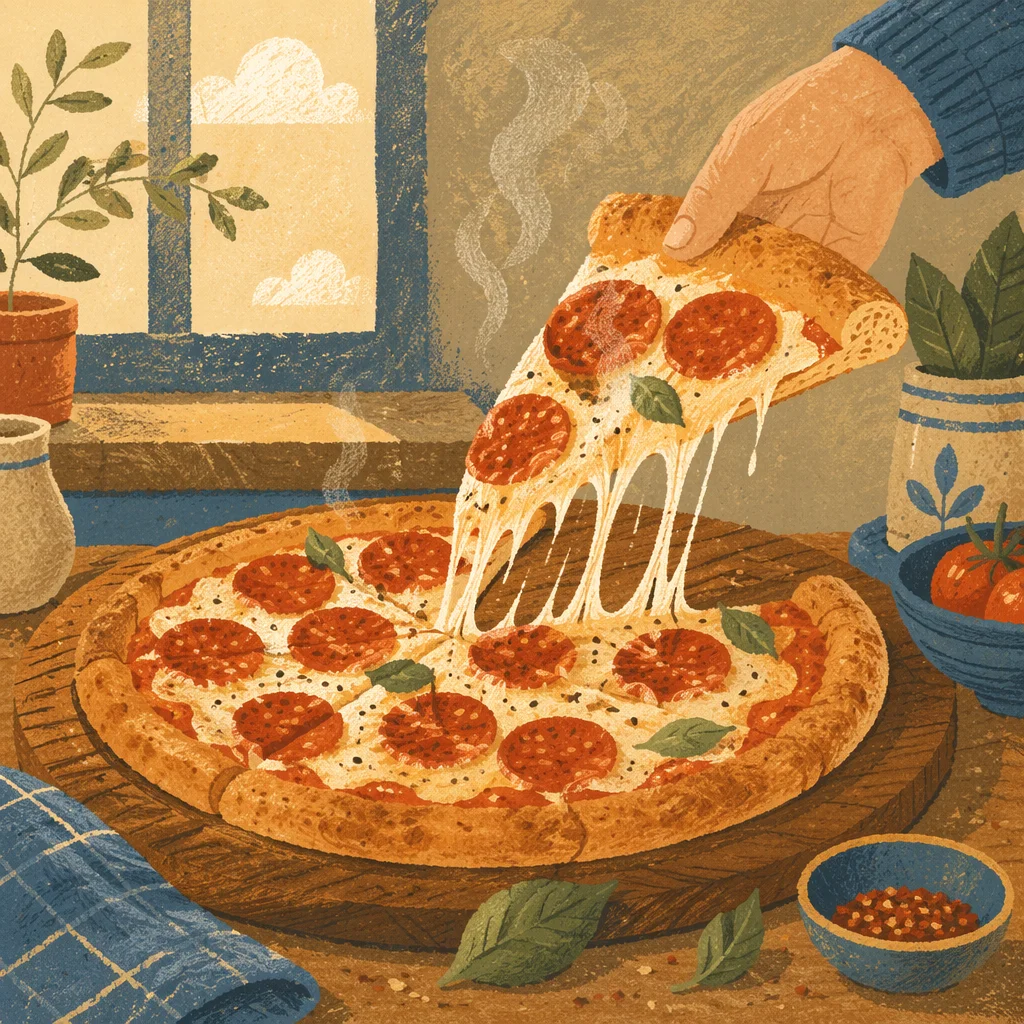 Fresh Pepperoni Pizza Slice Close-Up