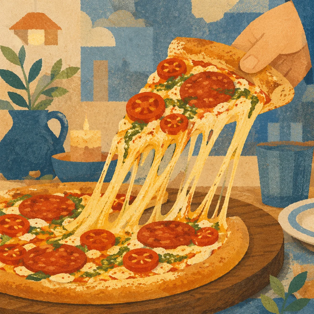 Fresh Pepperoni Pizza Slice with Melted Cheese