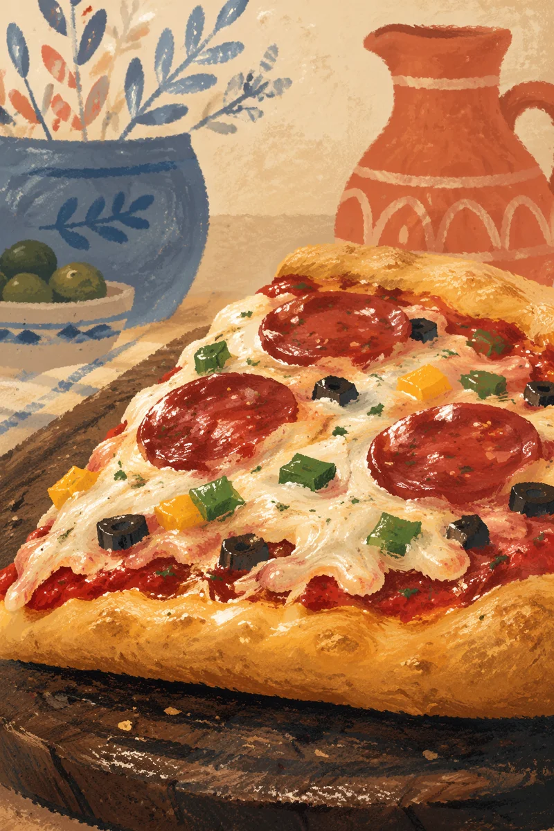 Fresh Pepperoni Pizza Slice Close Up