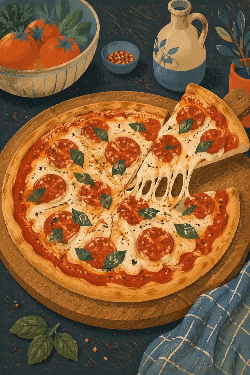 Fresh Pepperoni Pizza Slice with Melted Cheese