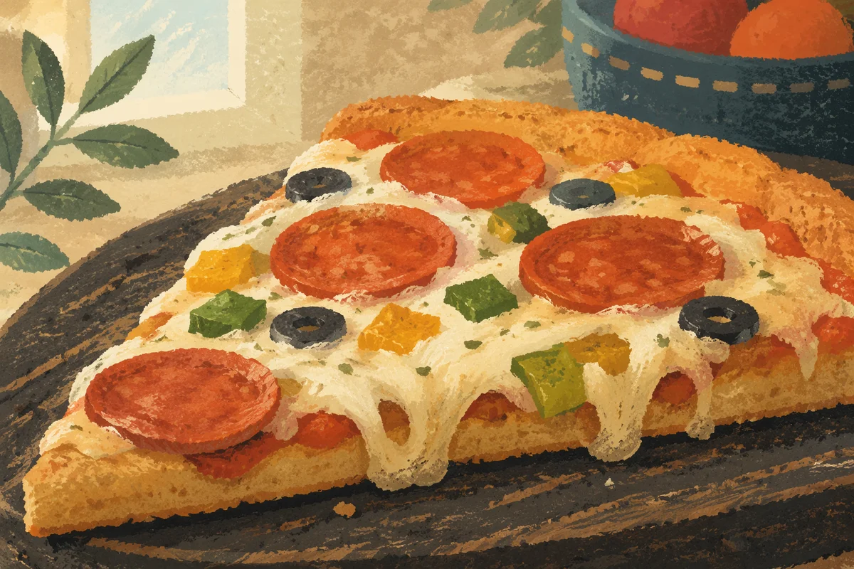 Fresh Pepperoni Pizza Slice Close-Up