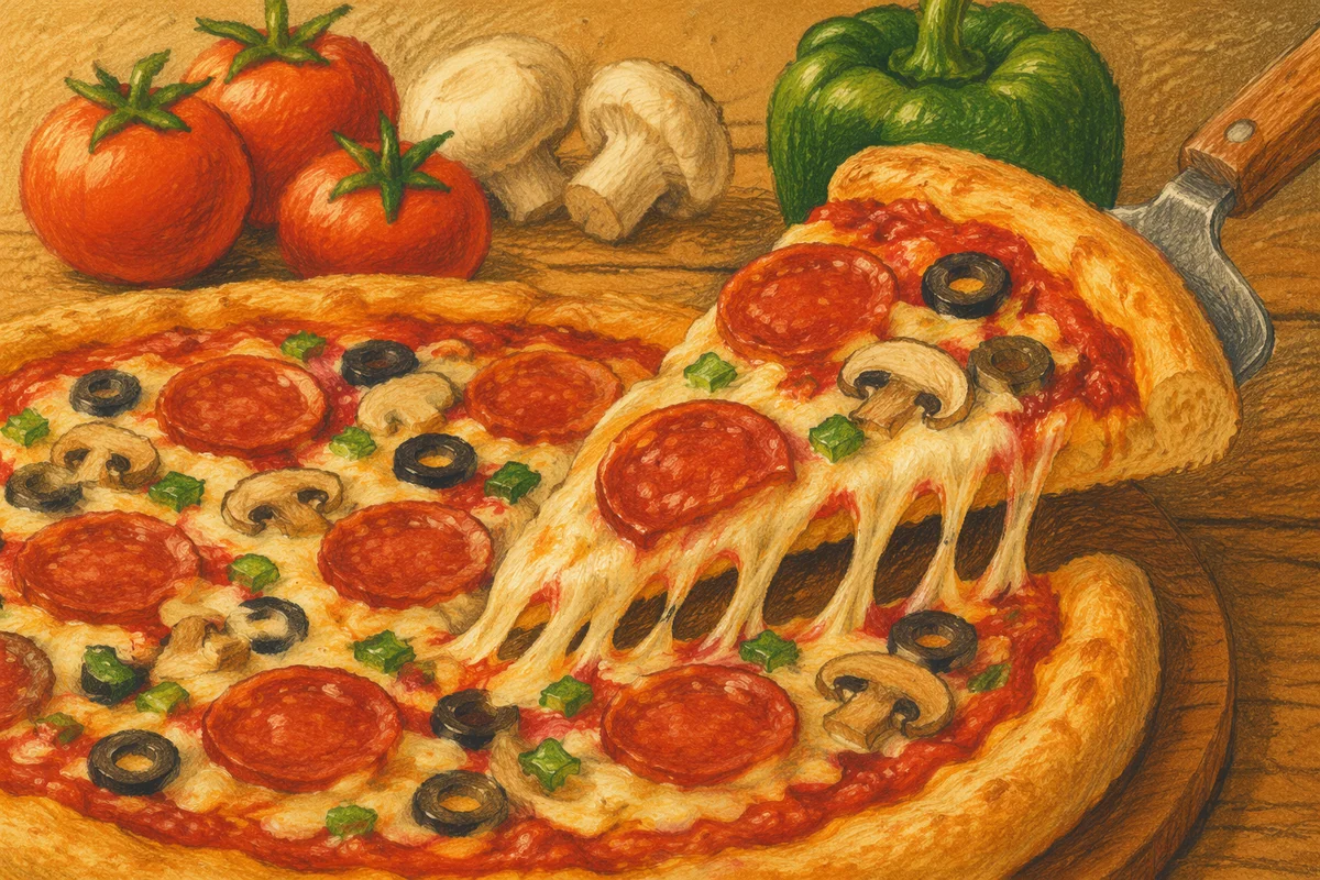 Fresh Pepperoni Pizza Slice With Melted Cheese