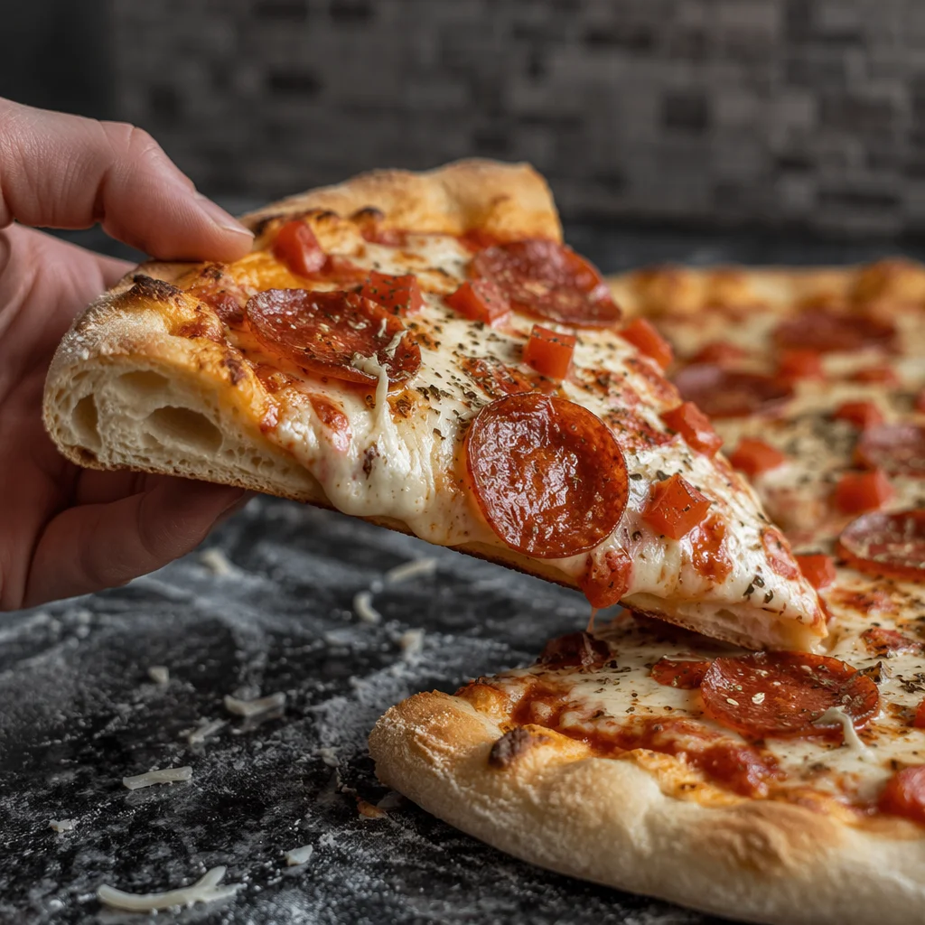 Fresh Pepperoni Pizza Slice Close-Up