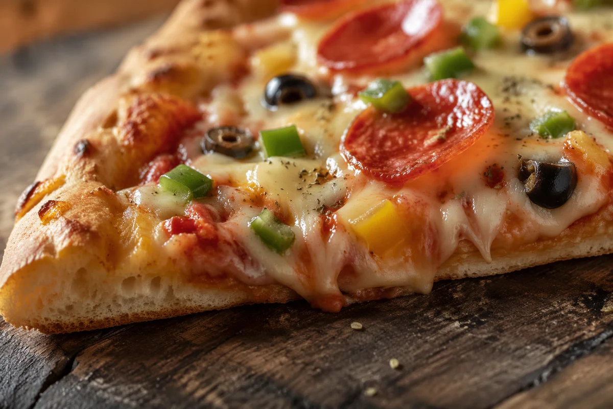 Fresh Pepperoni Pizza Slice Close-Up