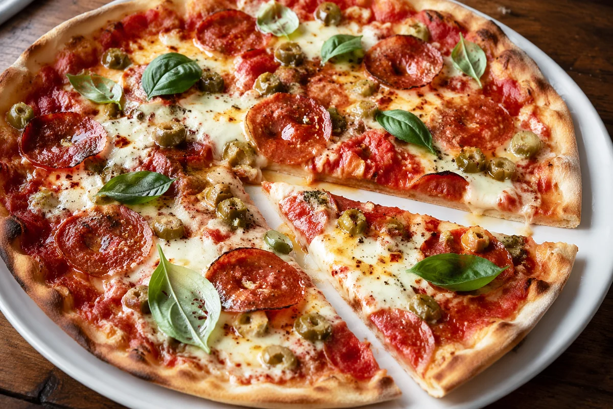 Fresh Pepperoni Pizza Slice with Melted Cheese