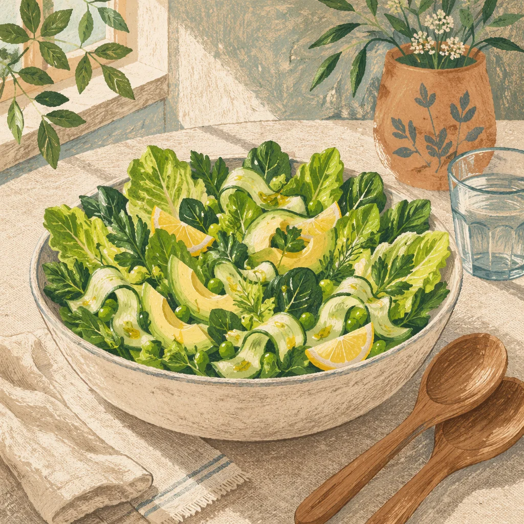 Overhead Green Salad Bowl for Grateful Meals