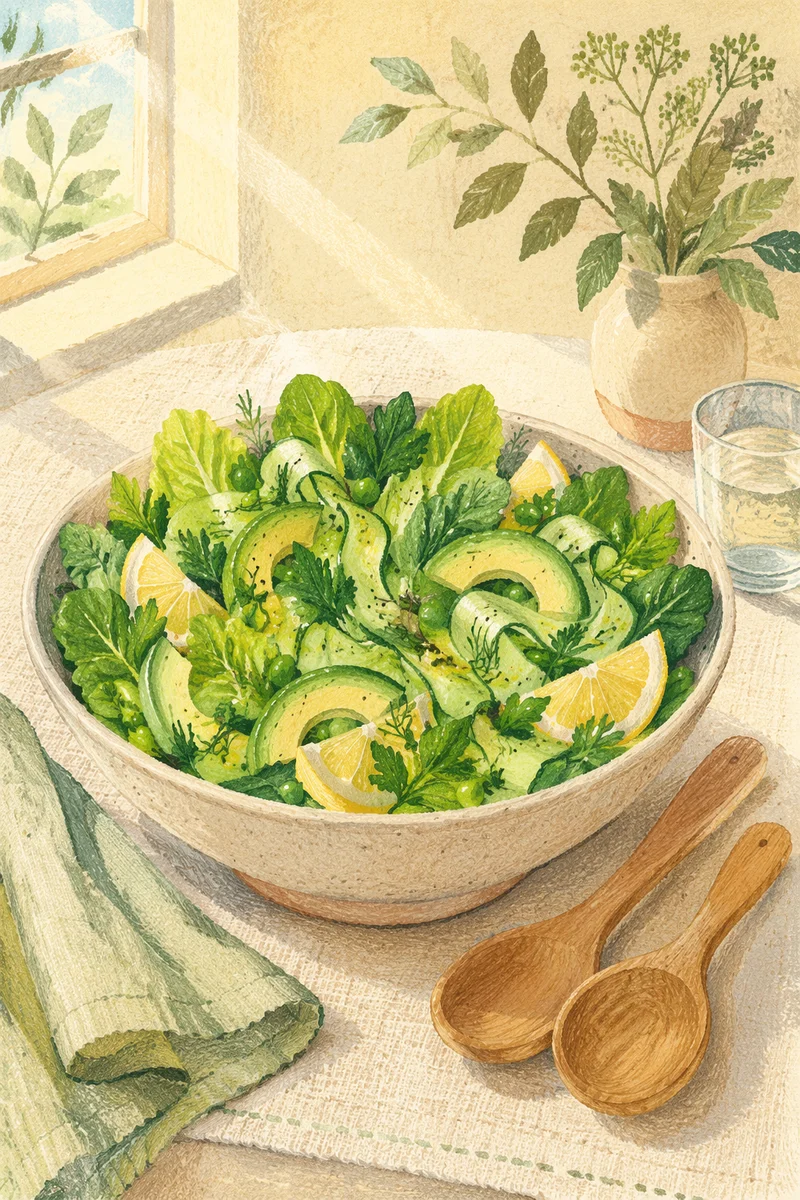 Healthy Green Salad Bowl with Morning Light
