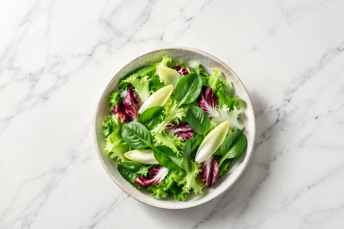 Fresh Green Salad Bowl Overhead