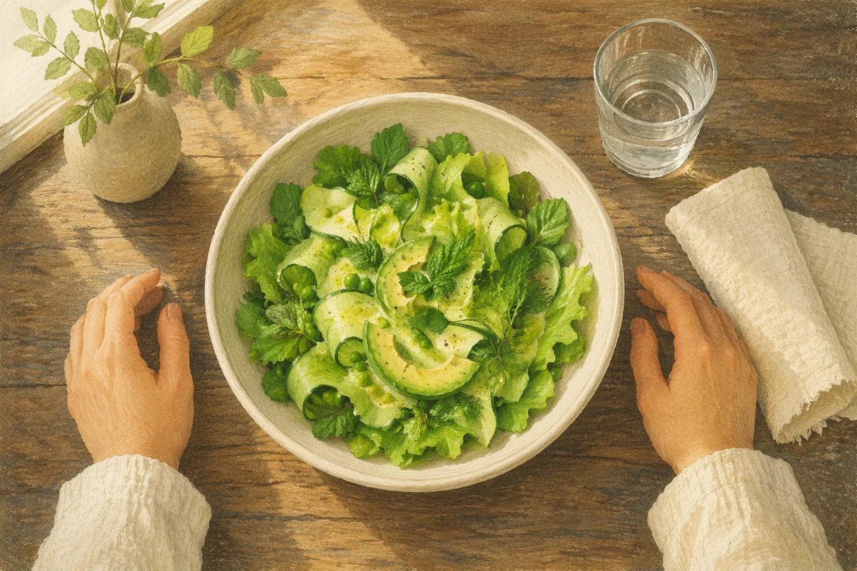 Healthy Green Salad Before Quiet Gratitude