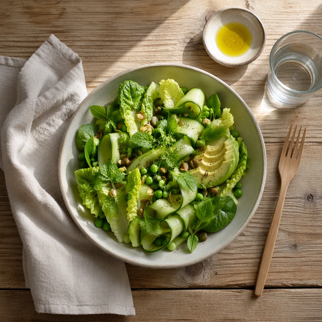 Healthy Green Salad Overhead Flat Lay